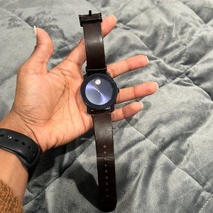 Brown genuine leather band Movado Bold watch